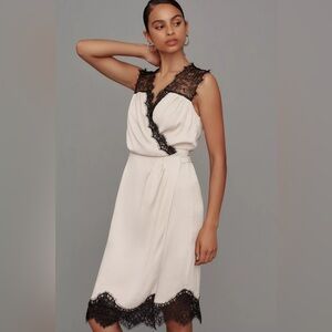 Anthropologie Sleeveless V-Neck Lace Wrap Midi Dress